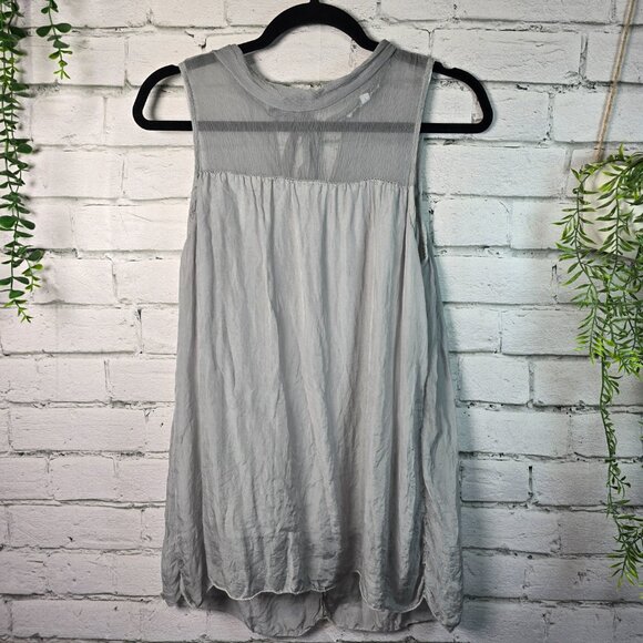 COLLEZIONE GAIA Tops - COLLEZIONE GAIA 100% SILK SLEEVELESS TUNIC GRAY LINED WOMENS SIZE LARGE